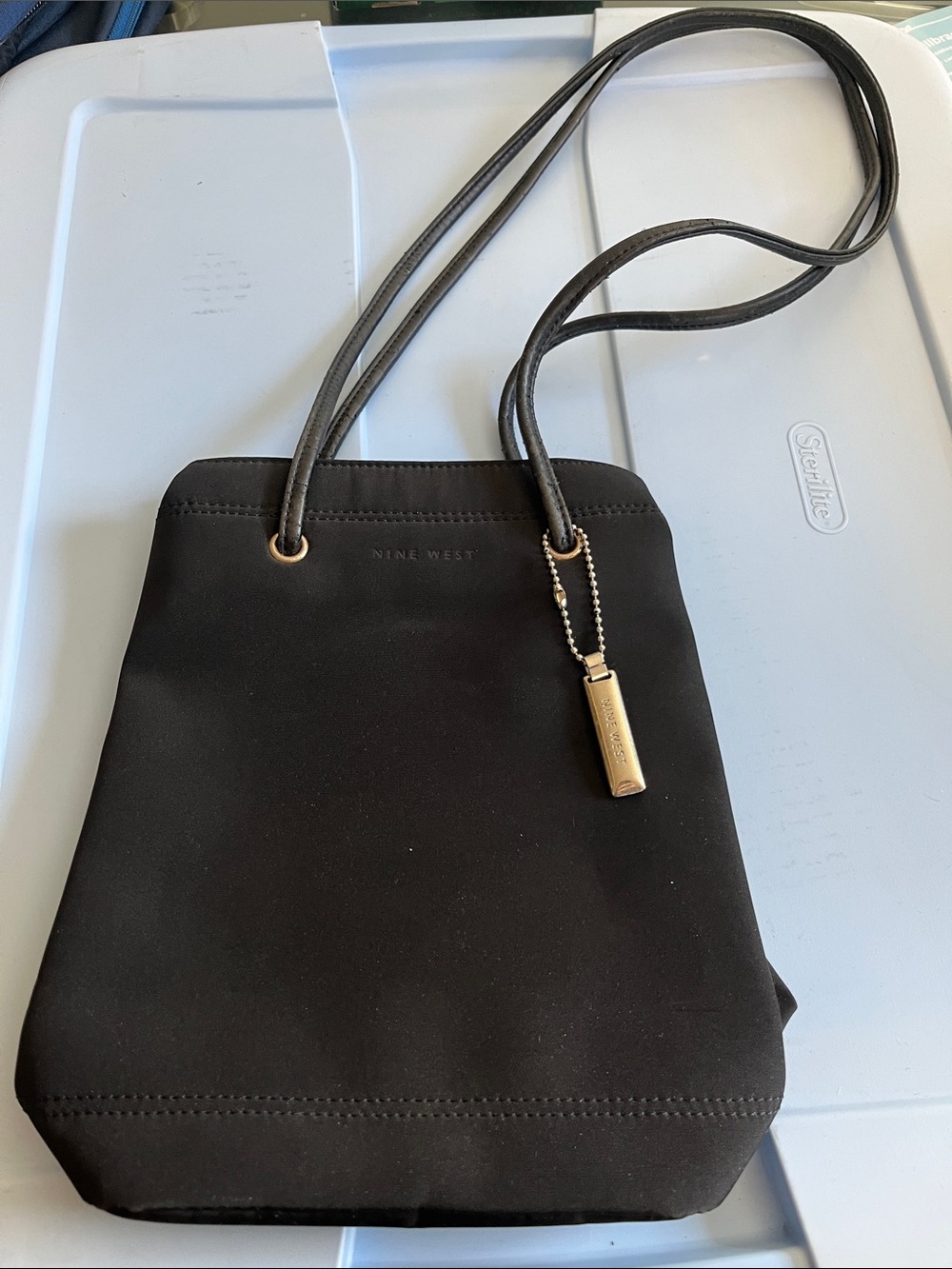 Nine West Black Crossbody with Gold Charm